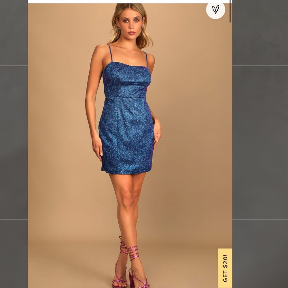 Spectacular Sensation Blue Multi Glitter Bodycon Mini Dress
